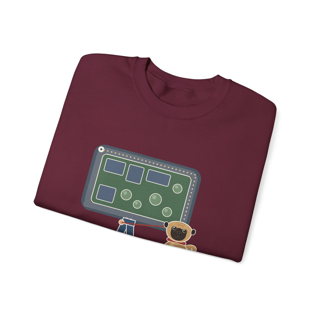 Pug Crewneck Sweatshirt - The Pug Sat Down Halfway Around the Block