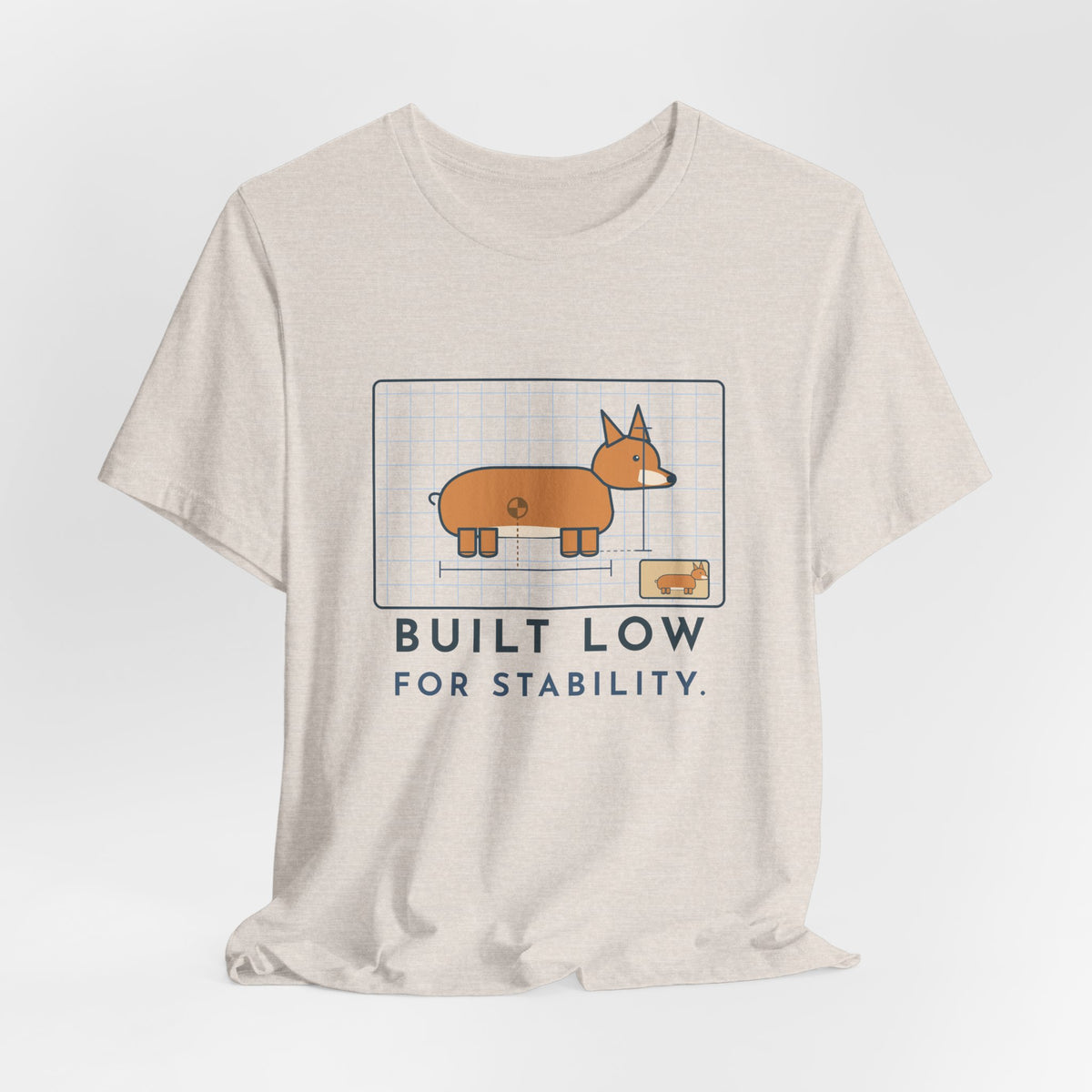 Corgi T-Shirt - Built Low for Stability Corgi Owner Blueprint Tee