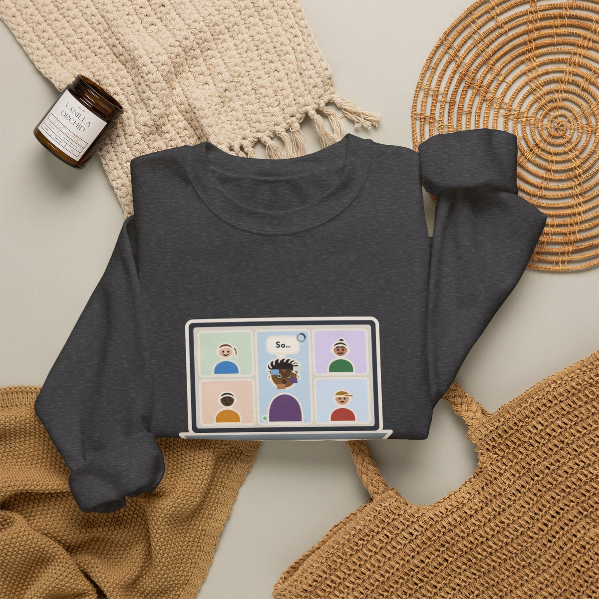 Video Call Sweatshirt, Unmuted for My Big Update, The Internet Froze on So, Funny Frozen Tile Crewneck