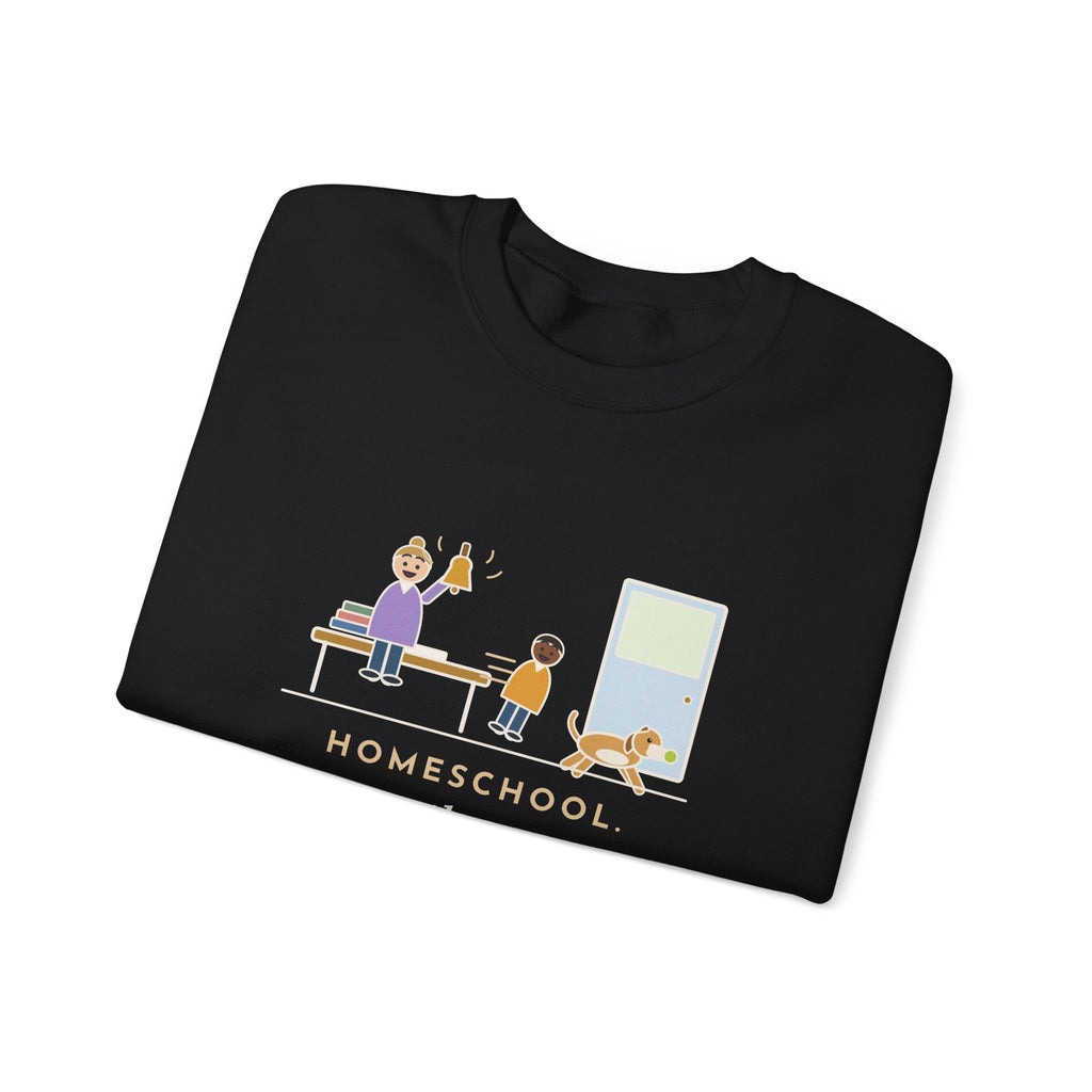 Homeschool Crewneck Sweatshirt - Recess Bell for One Kid and the Dog