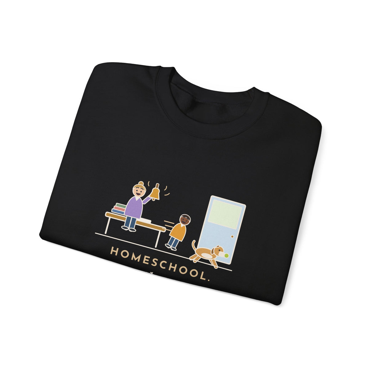 Homeschool Crewneck Sweatshirt - Recess Bell for One Kid and the Dog