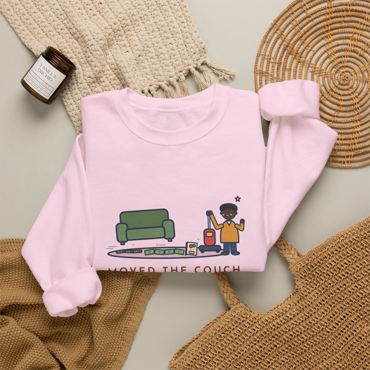 Cleaning Day Sweatshirt, Moved the Couch to Vacuum, Found Three Remotes and Last Year's Birthday Card, Funny Under the Couch Crewneck