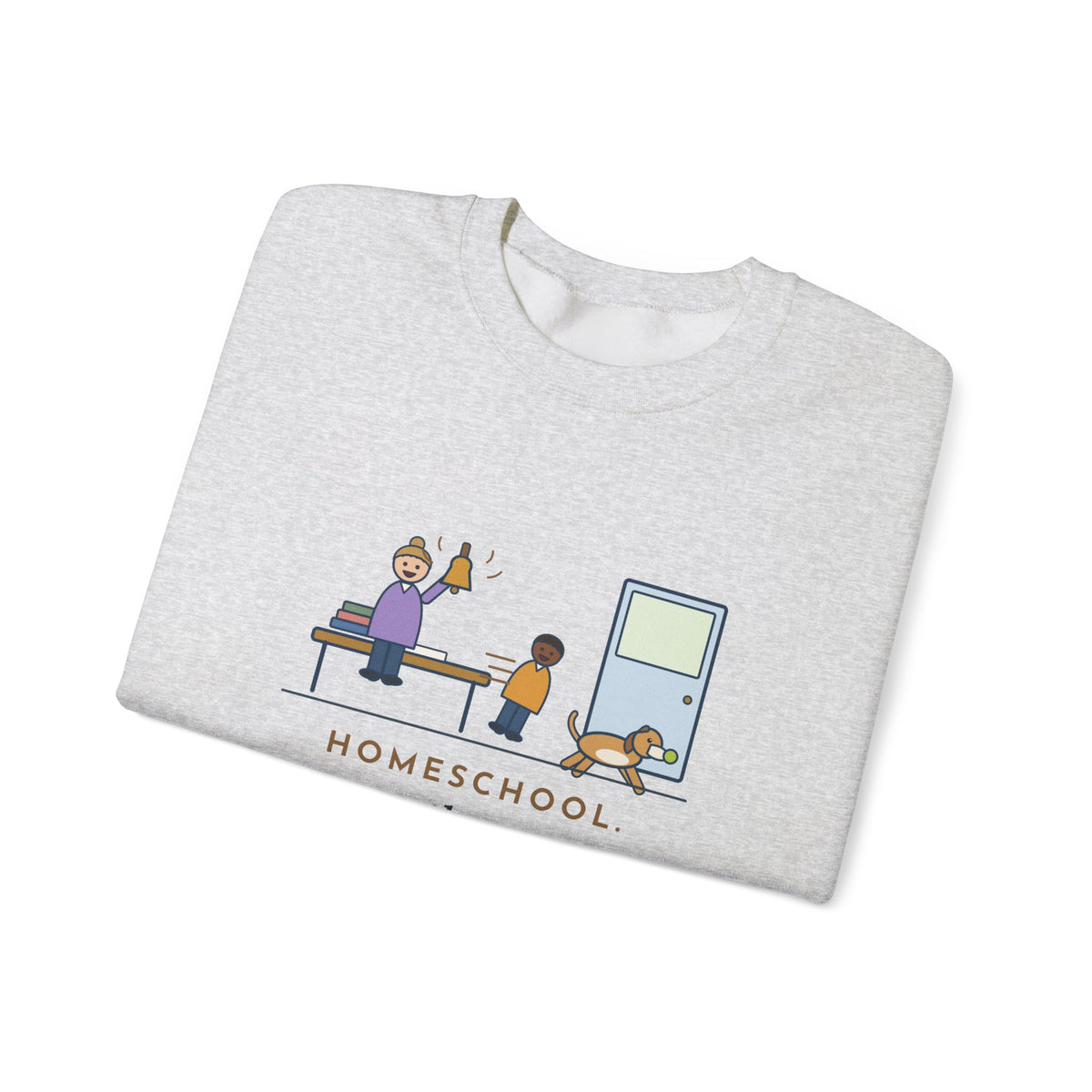 Homeschool Crewneck Sweatshirt - Recess Bell for One Kid and the Dog