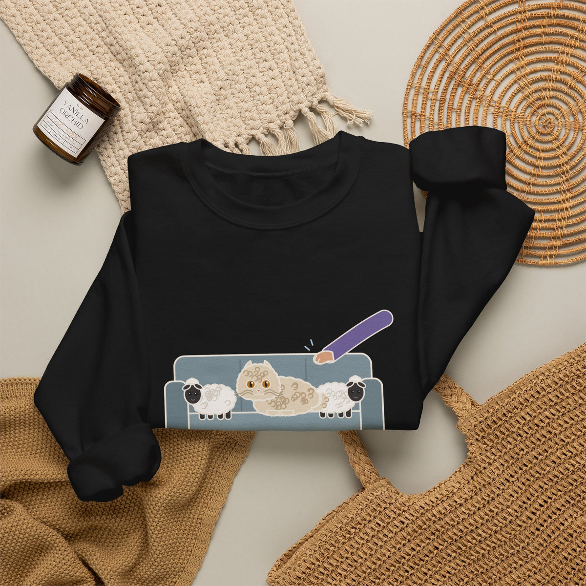 Selkirk Rex Crewneck Sweatshirt - Mistaken for a Stuffed Sheep