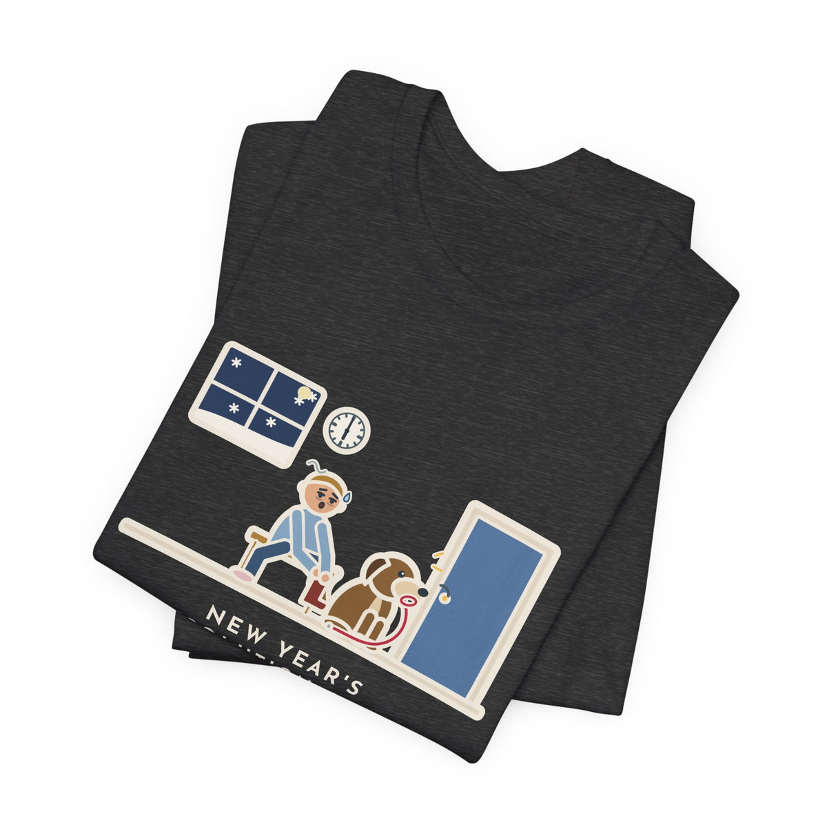 Funny New Year's Resolution T-Shirt, Walk Every Morning, The Dog Held Me to It at 6 a.m. in the Snow, Front Door Tee