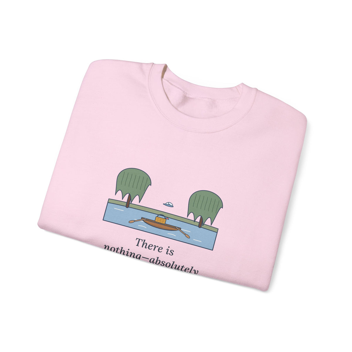 Simply Messing About in Boats Sweatshirt, Boating Grahame Quote Crewneck with River Rowboat