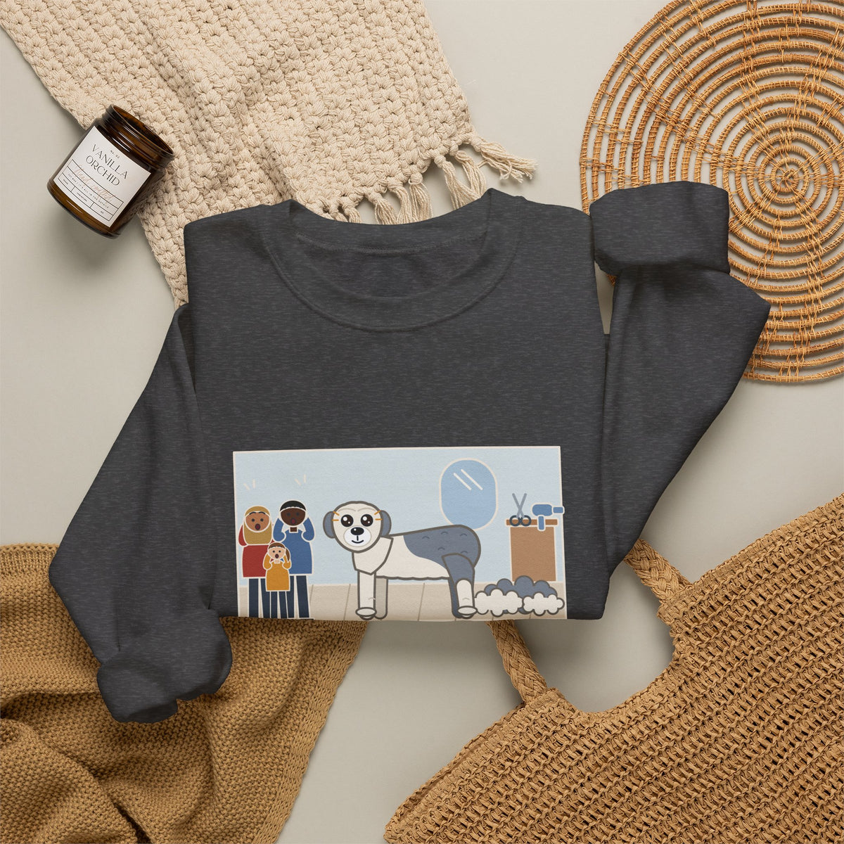 Old English Sheepdog Sweatshirt, Got a Haircut, We Met His Eyes for the First Time, Funny Grooming Day Crewneck