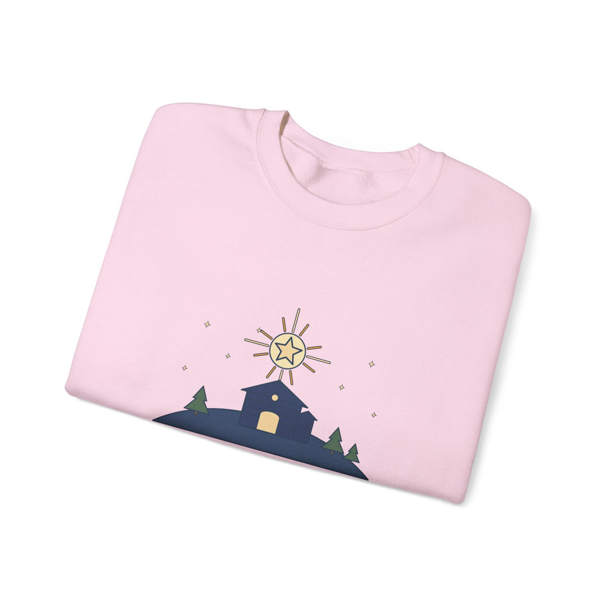 The Stars Are Brightly Shining Sweatshirt, Christmas Cappeau Quote Crewneck with Star over Stable