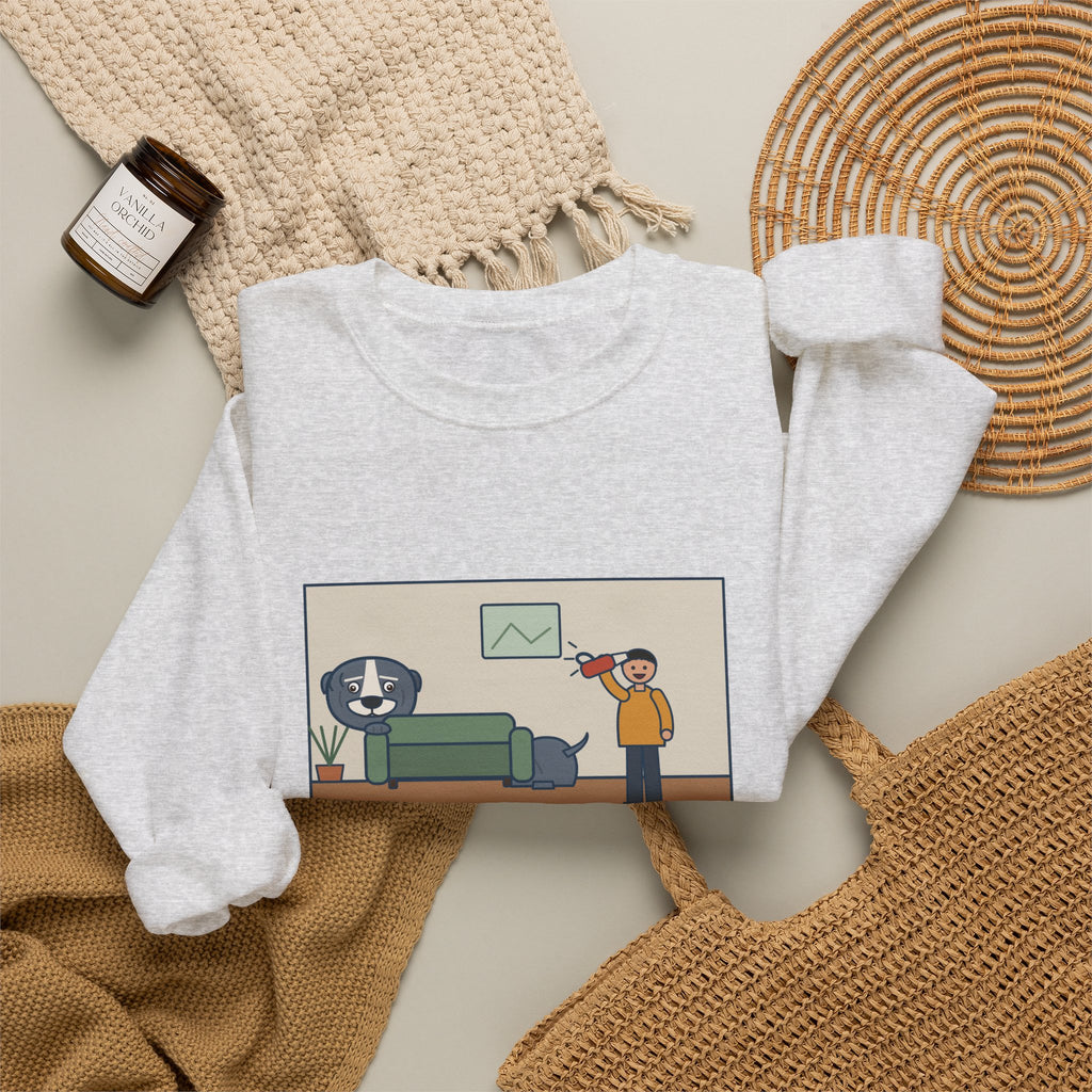 American Bully Sweatshirt, Ninety Pounds of Muscle, Runs from the Handheld Vacuum, Funny Couch Hideout Crewneck