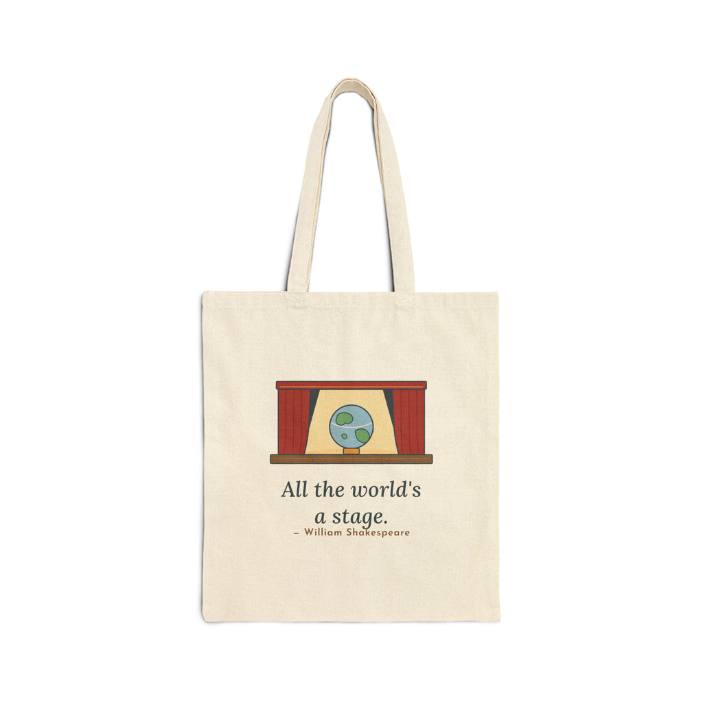 All the World's a Stage Tote Bag, Theatre Shakespeare Quote Tote with Globe on Stage