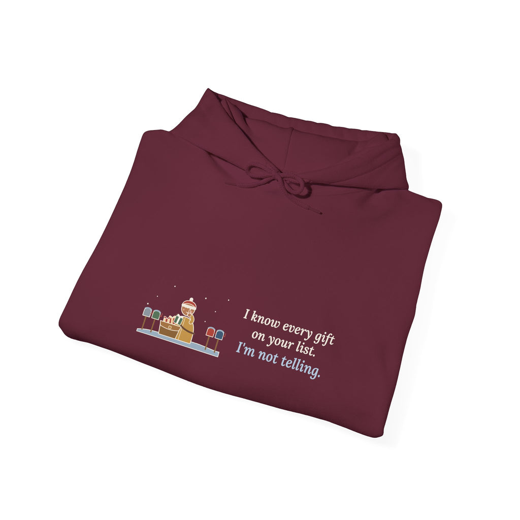 Mail Carrier Hoodie - I Know Every Gift on Your List. I'm Not Telling. Holiday Route Gift