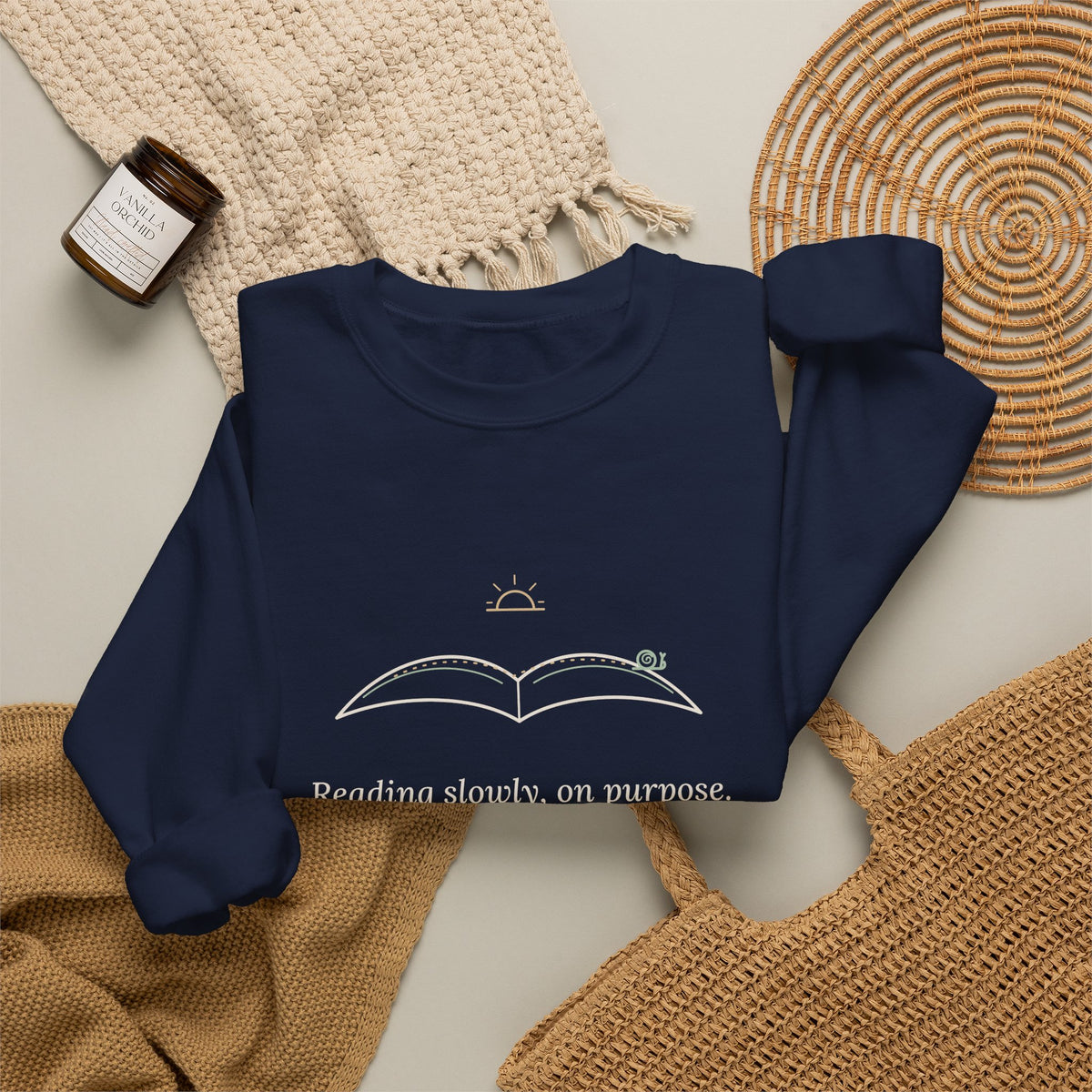 Bookish Crewneck Sweatshirt for Book Lovers - Reading Slowly, On Purpose