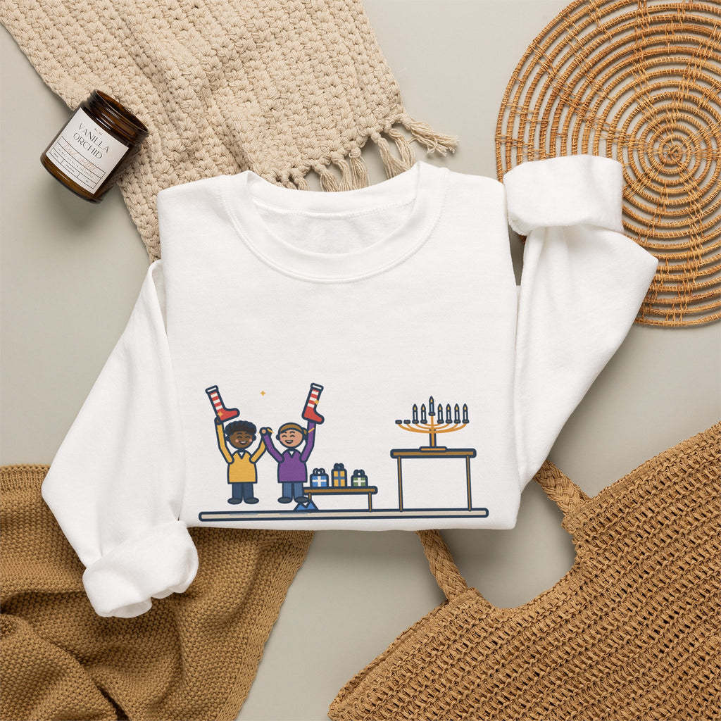 Hanukkah Sweatshirt, Eight Nights of Gifts, Night Six Was Socks, the Kids Cheered Anyway, Funny Night Six Crewneck