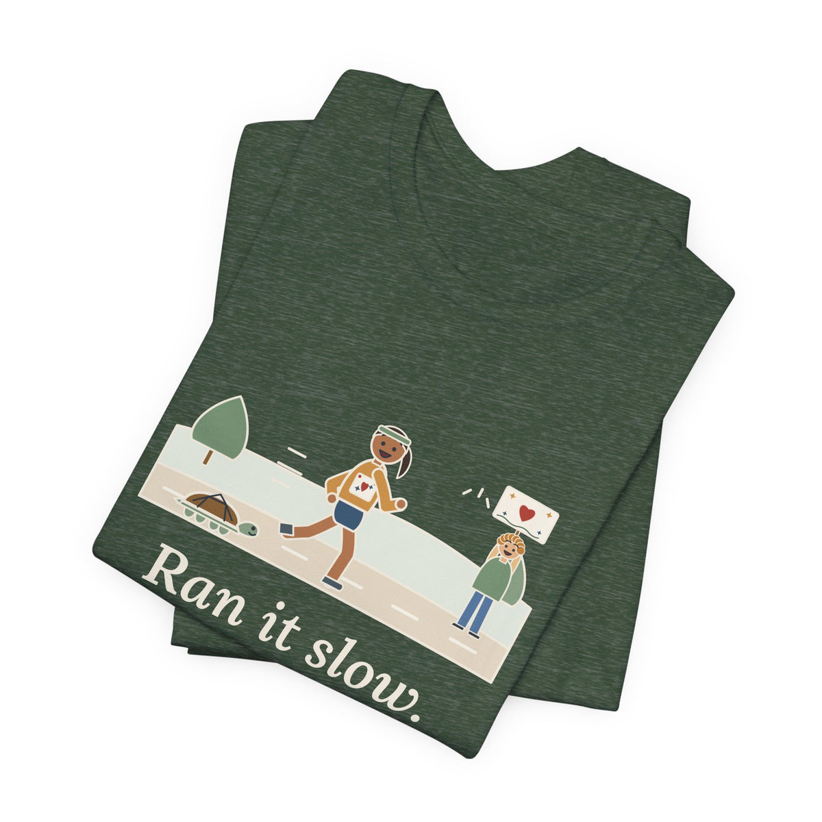 Ran It Slow. Ran It Anyway. T-Shirt, Running Quote Tee with Turtle Pace