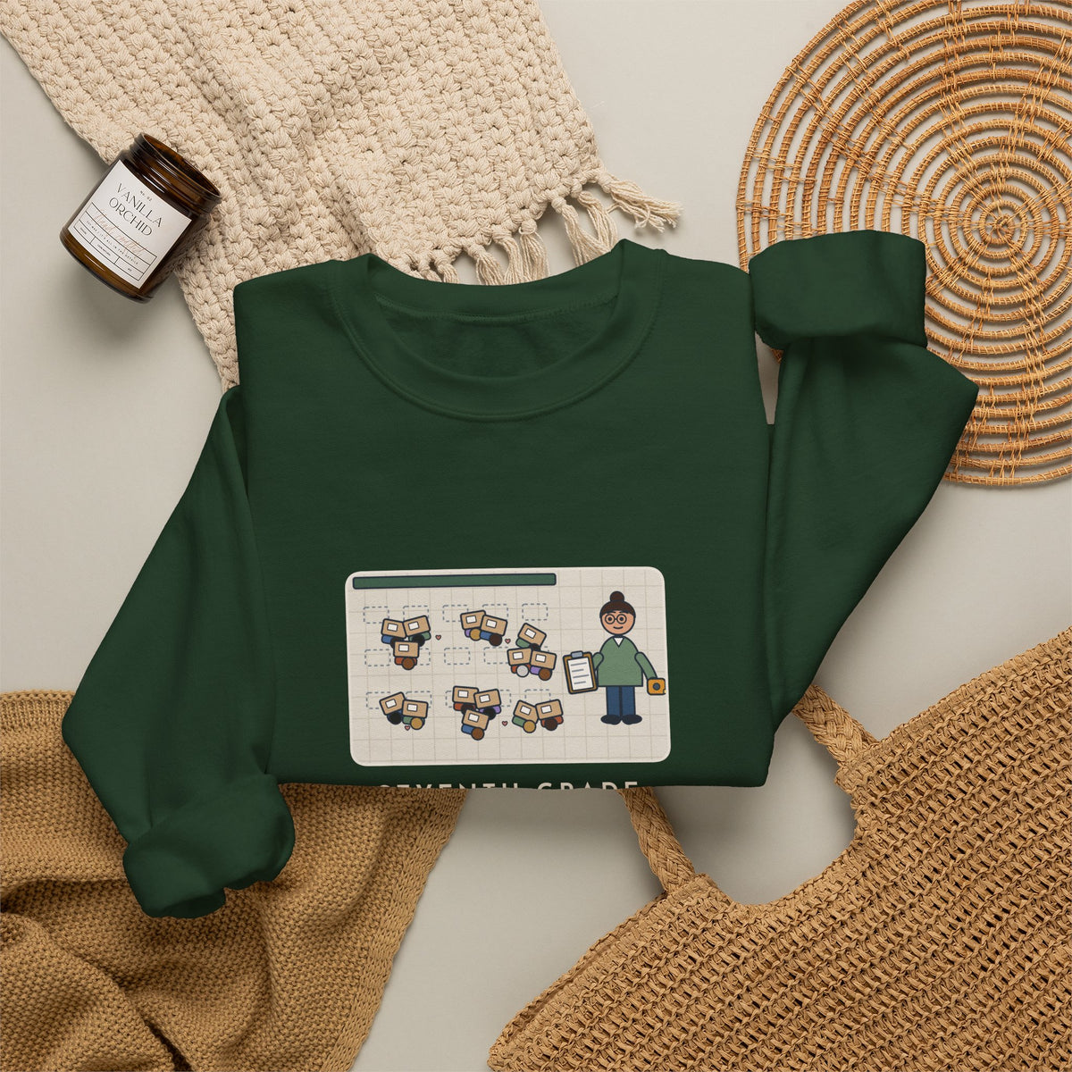 7th Grade Teacher Sweatshirt, Assigned Seats Monday, By Friday Every Desk Crept Six Inches Toward a Friend, Funny Desk Drift Crewneck