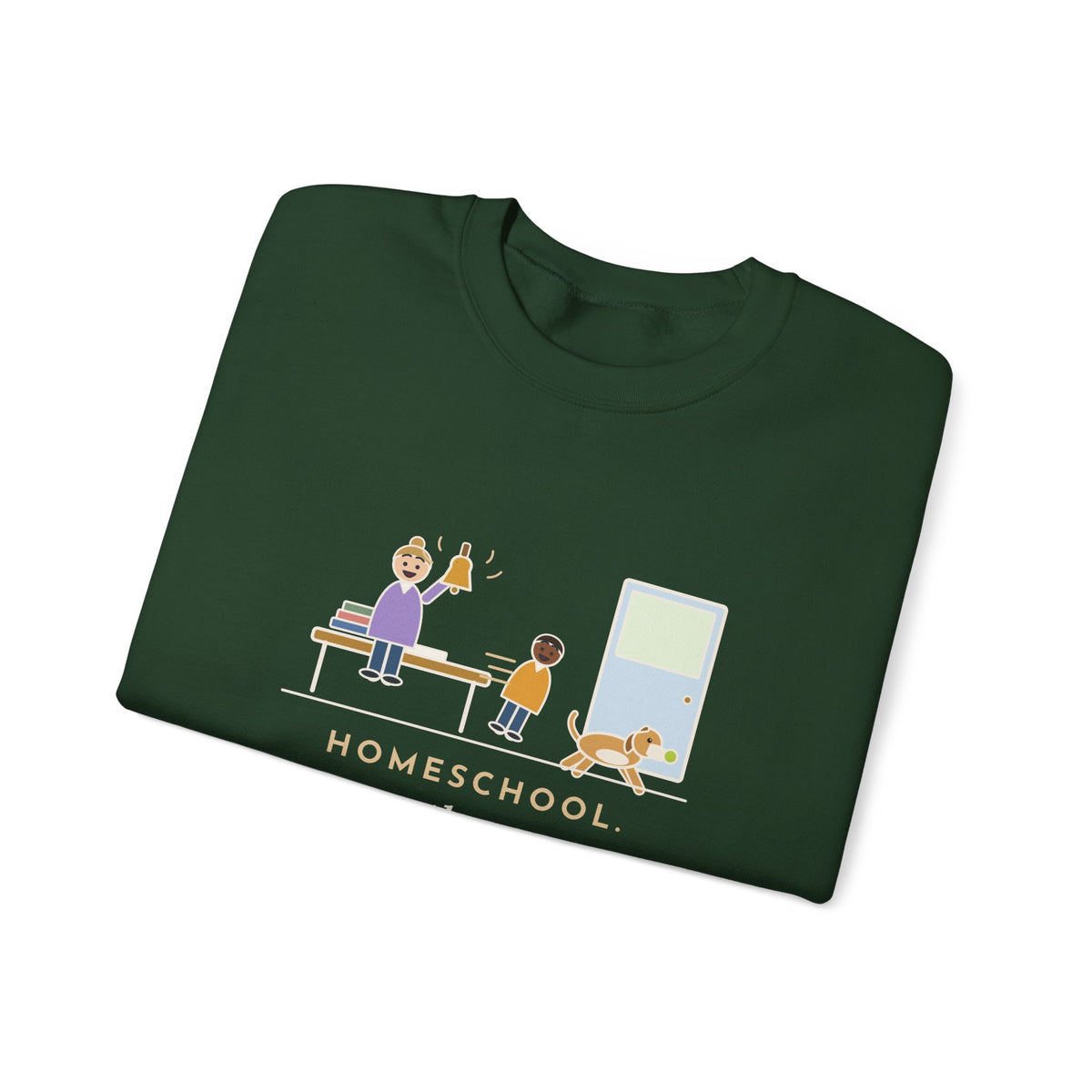 Homeschool Crewneck Sweatshirt - Recess Bell for One Kid and the Dog