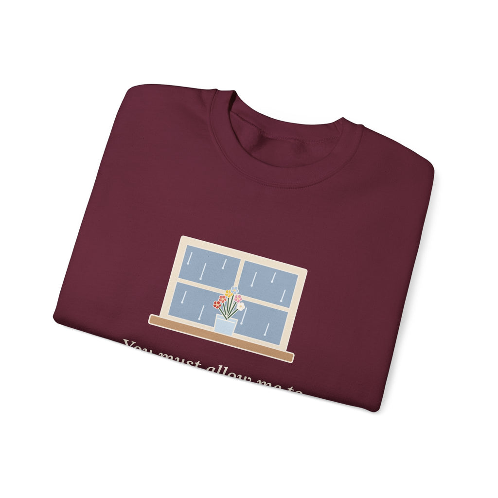 How Ardently I Admire and Love You Sweatshirt, Romance Jane Austen Quote Crewneck with Rainy Window