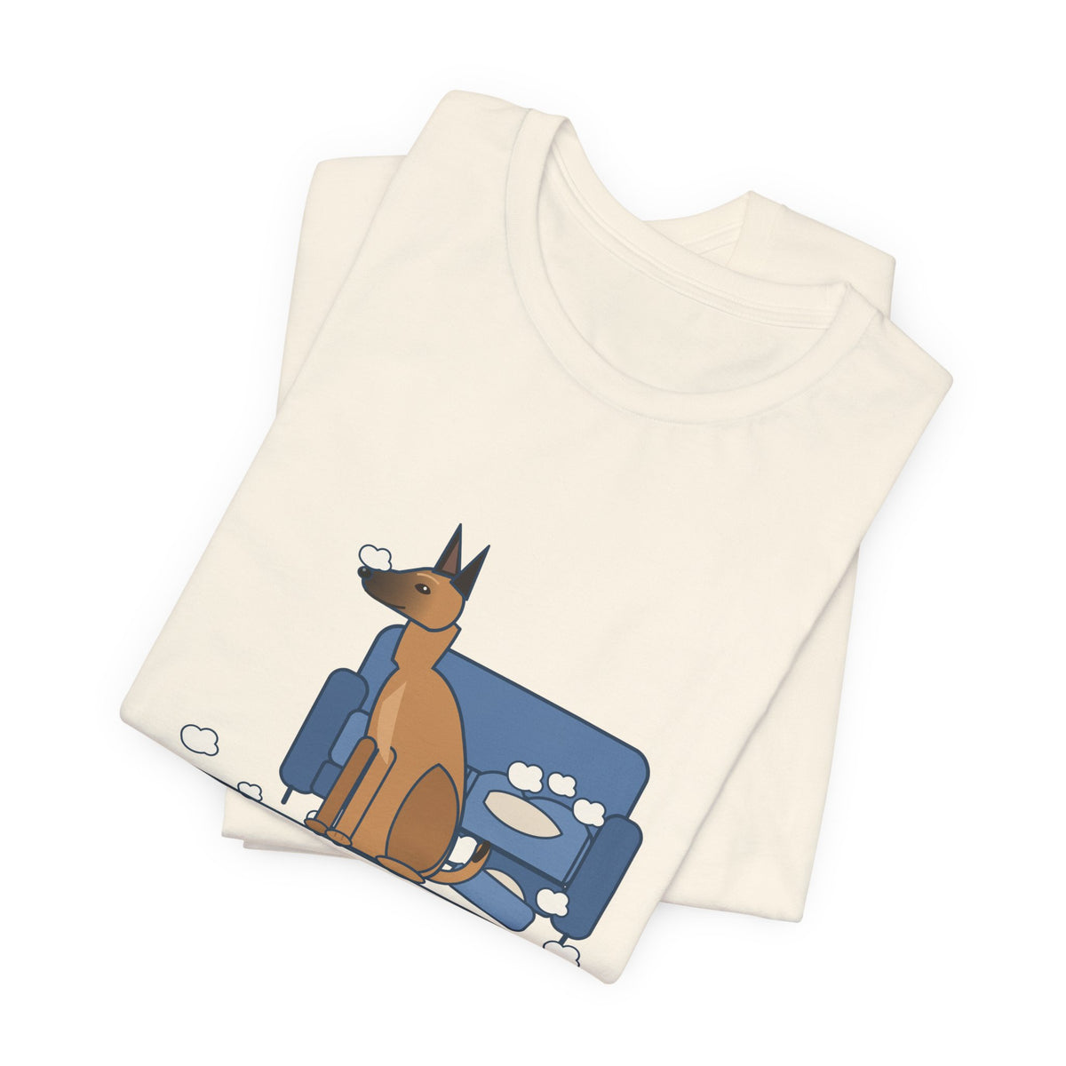 Belgian Malinois T-Shirt - The Malinois Found a Job: The Couch Cushions, Funny Mal Dog Tee