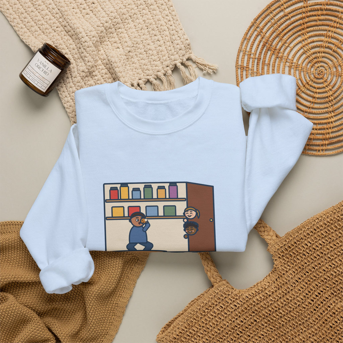 Parent Sweatshirt, Hid in the Pantry with a Cookie, Found by Two Kids in Under a Minute, Funny Pantry Hideout Crewneck