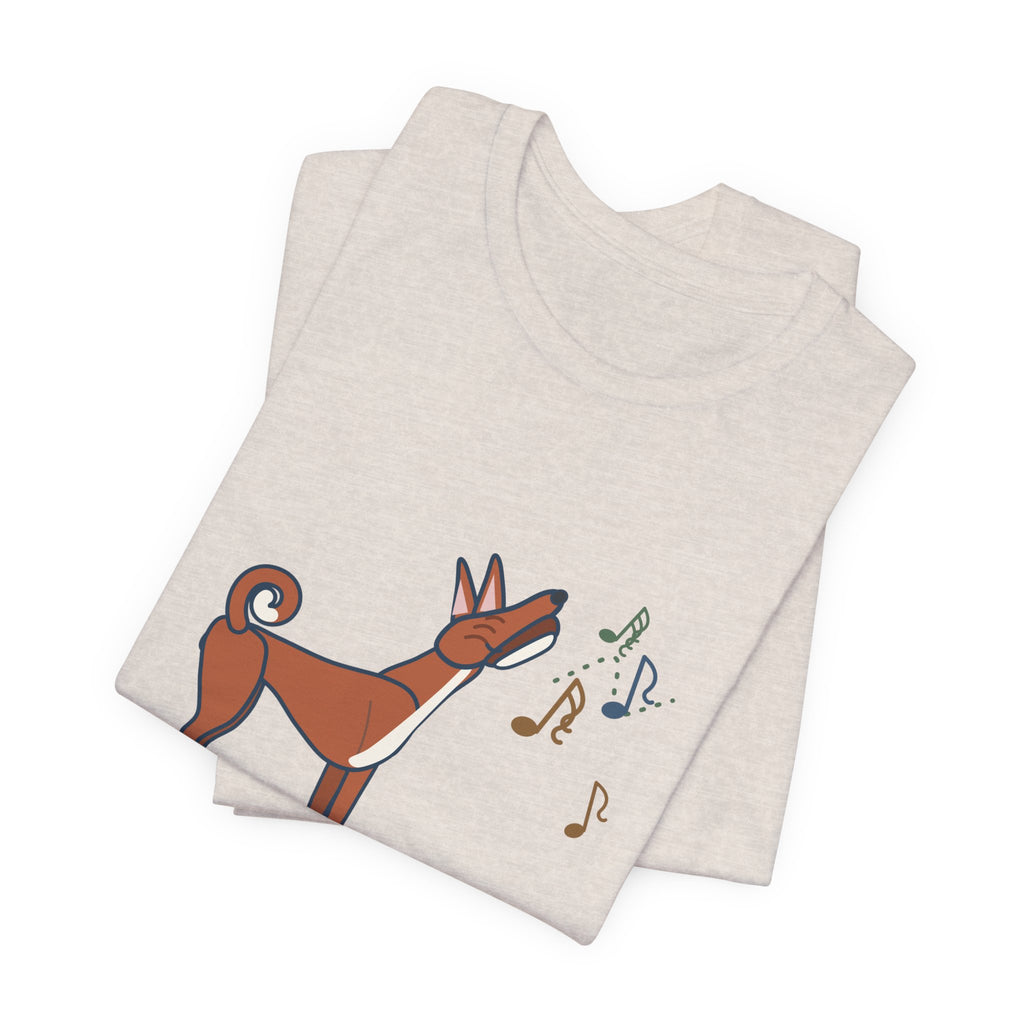 Basenji T-Shirt - Doesn't Bark. Yodels. Funny Barkless Dog Owner Tee