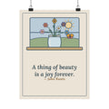 John Keats Quote Poster, A Thing of Beauty Is a Joy Forever, Nature Wildflower Jar Wall Art
