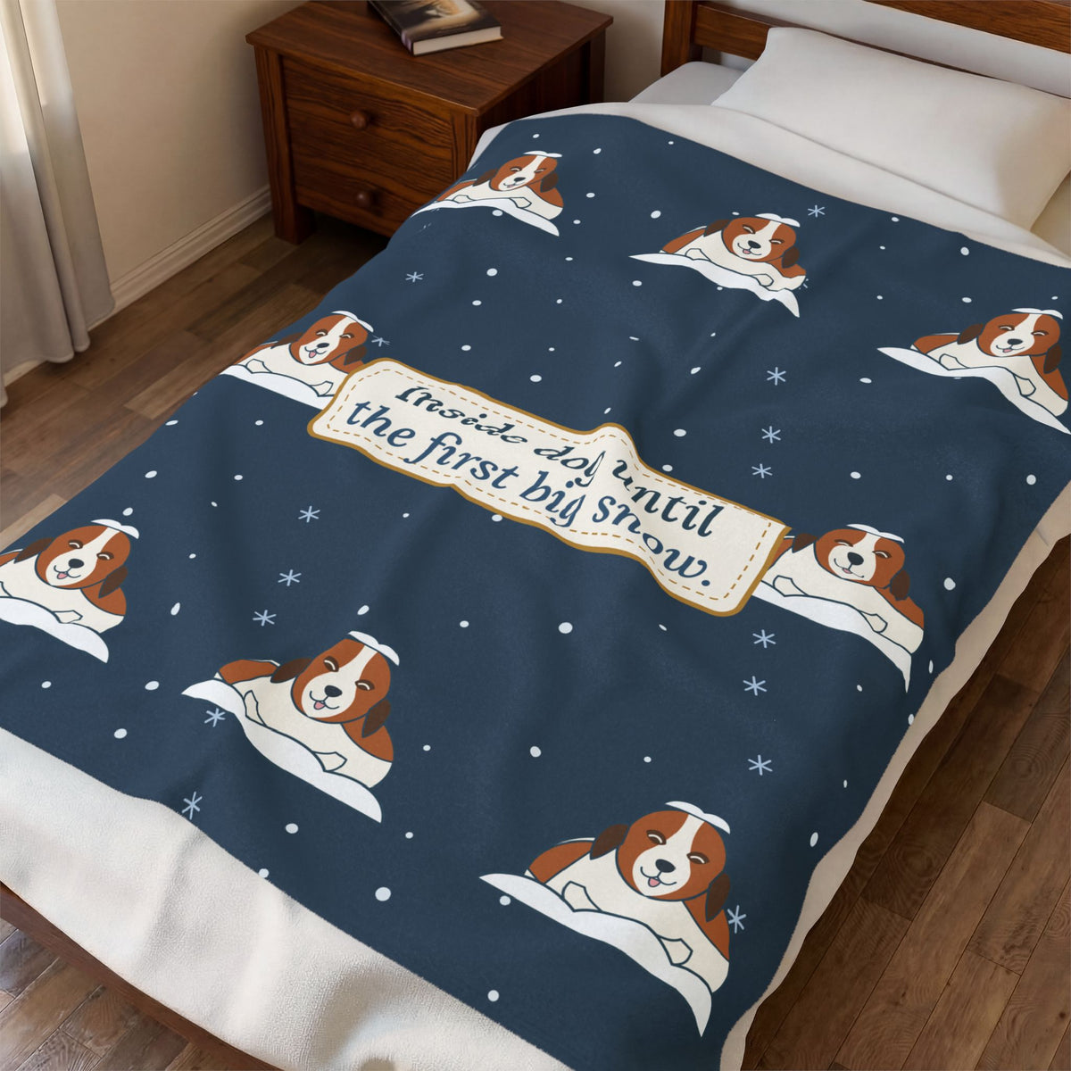 Saint Bernard Winter Blanket - Inside Dog Until the First Big Snow Velveteen Plush Throw
