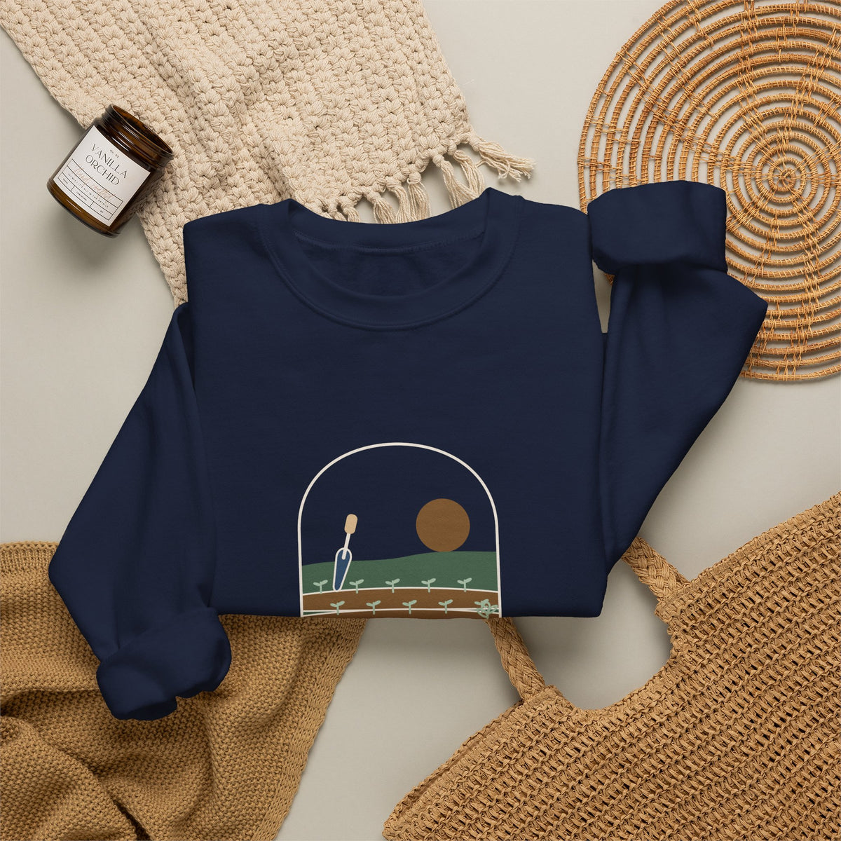 Gardening Crewneck Sweatshirt for Gardeners - Here for the Dirt and the Quiet