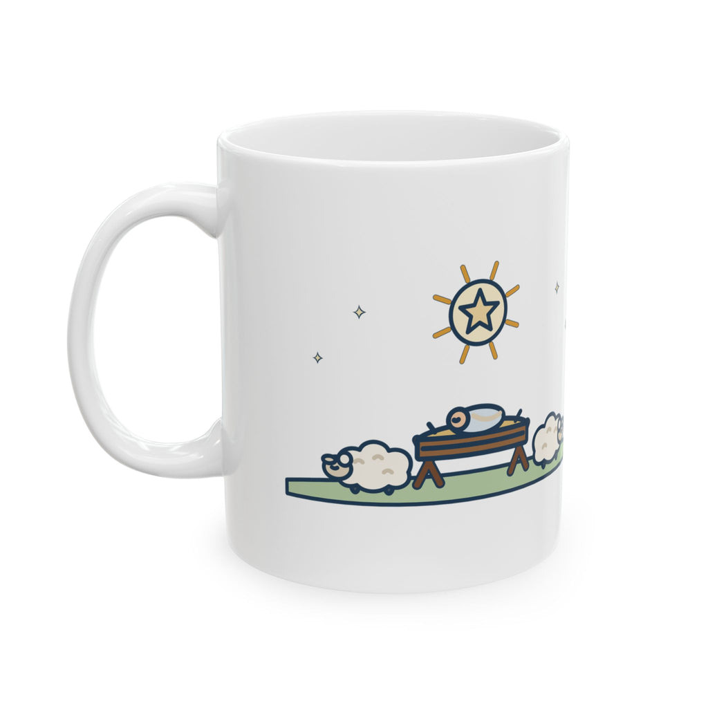 Anonymous Quote Mug, Away in a Manger, Christmas Manger and Lambs Coffee Mug 11oz