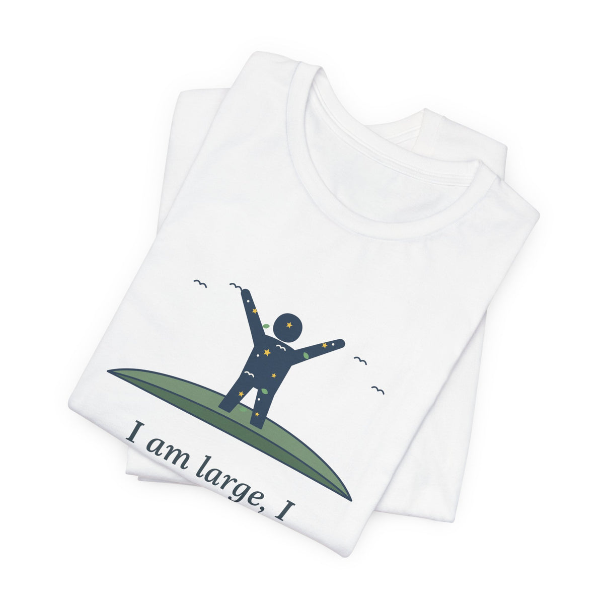 Walt Whitman Quote T-Shirt, I Am Large, I Contain Multitudes, Literary Starry Figure Tee