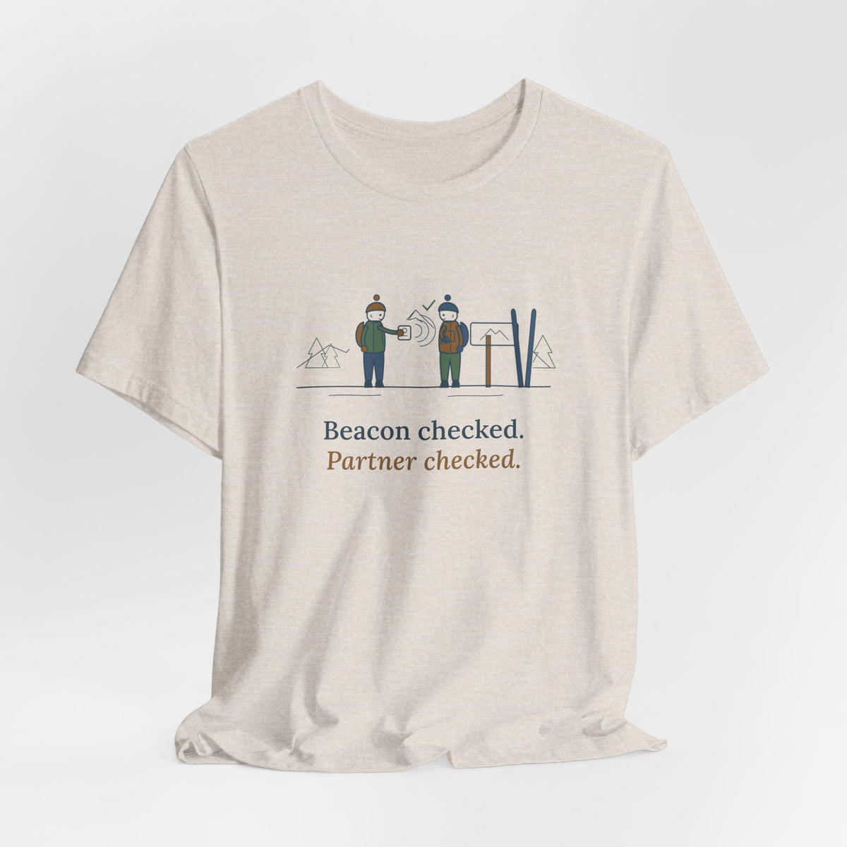 Backcountry Ski T-Shirt - Beacon Checked. Partner Checked. Ski Touring Tee