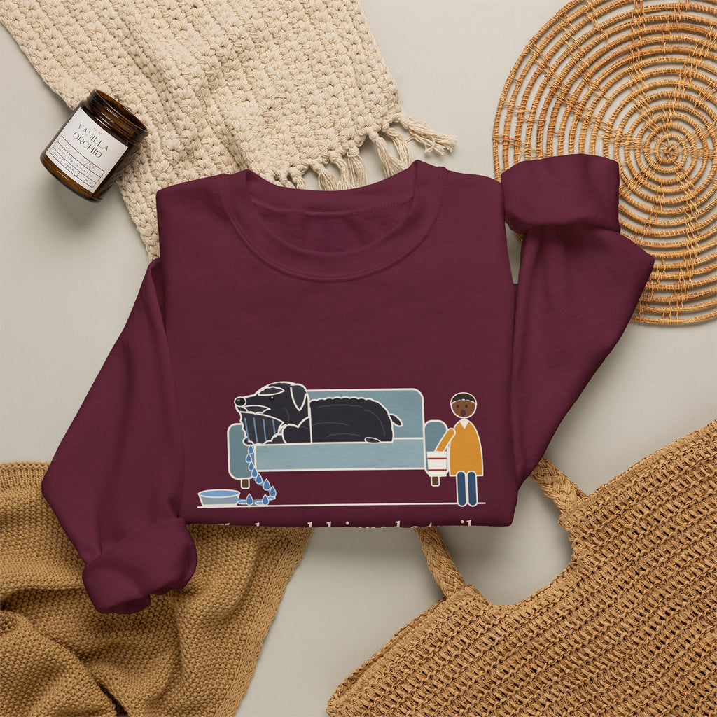 Bouvier des Flandres Crewneck Sweatshirt - Beard Dripped a Trail From the Water Bowl to the Couch