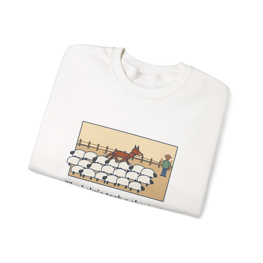 Australian Kelpie Sweatshirt, Took a Shortcut Across the Backs of the Sheep, Funny Paddock Shortcut Crewneck