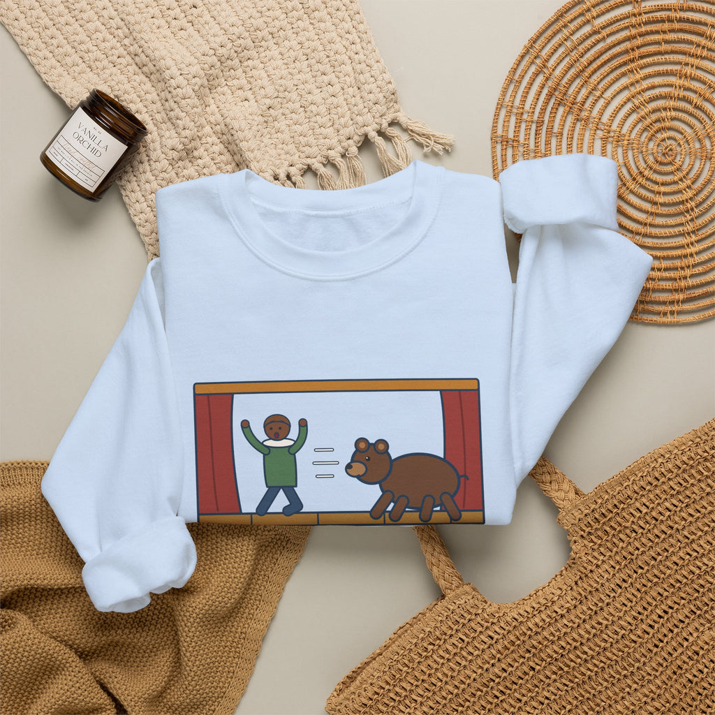Exit, Pursued by a Bear Sweatshirt, Theatre Shakespeare Quote Crewneck with Stage Chase