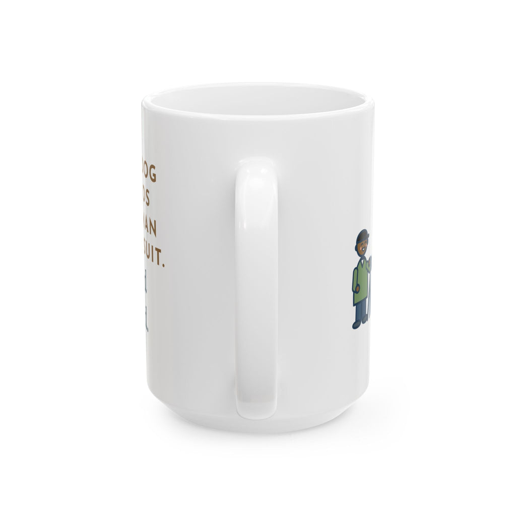 Took the Dog for Photos with the Man in the Red Suit, He Licked the Beard 15oz Mug, Large Funny Holiday Photo Coffee Mug