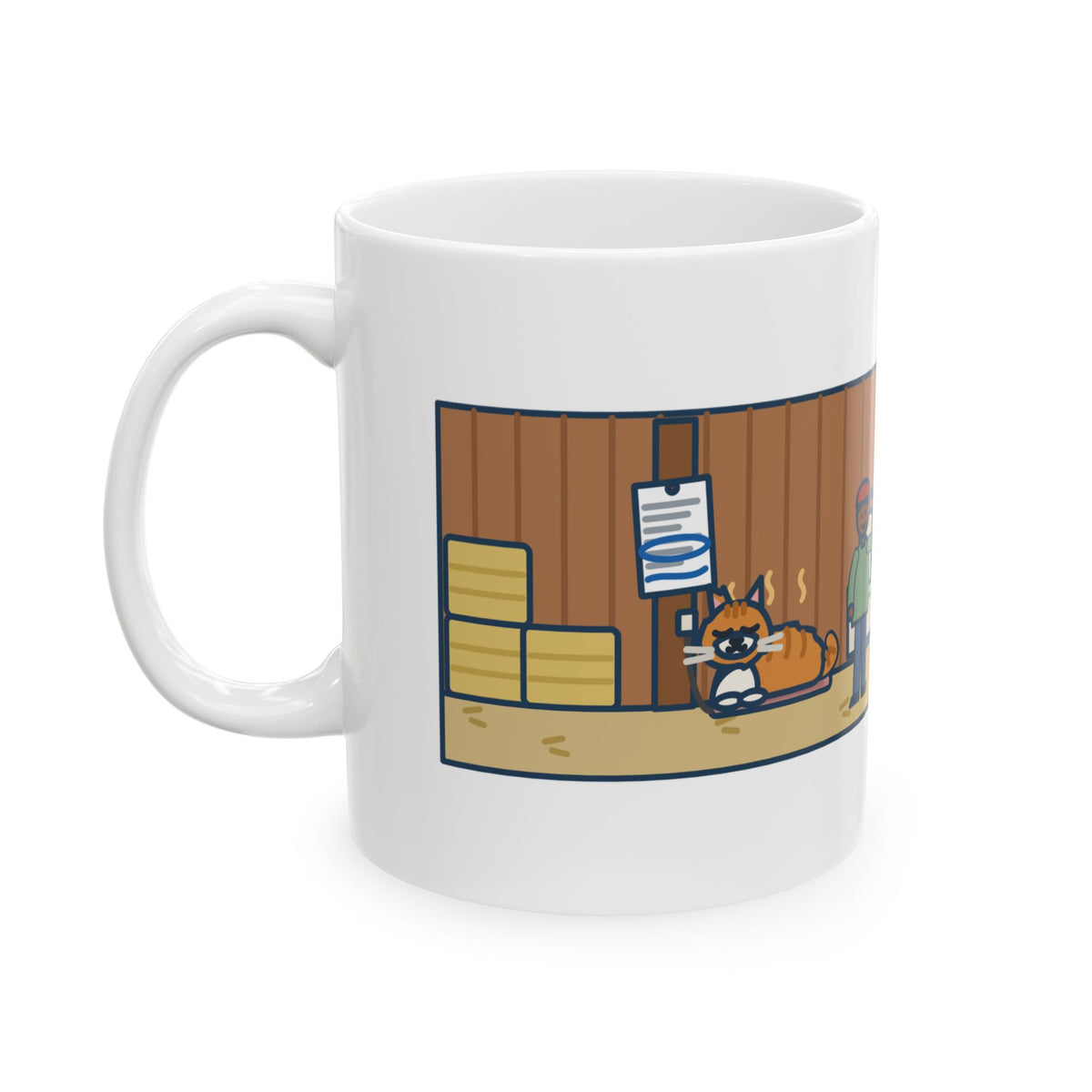 Barn Cat Mug, Showed Up in May, Now He Has a Heated Bed and His Name on the Feed Bill, Funny Coffee Mug 11oz