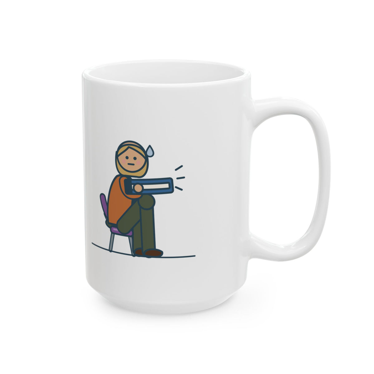 Large Special Education Teacher Mug 15oz - IEP Meeting, Seven Adults in Tiny Chairs