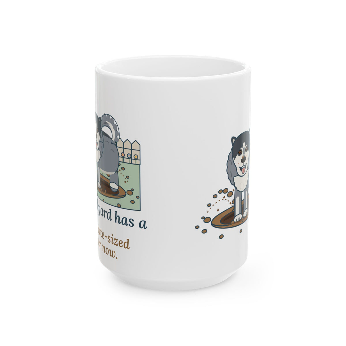 Large 15oz Alaskan Malamute Mug - Backyard Crater Digging Dog Lover Gift