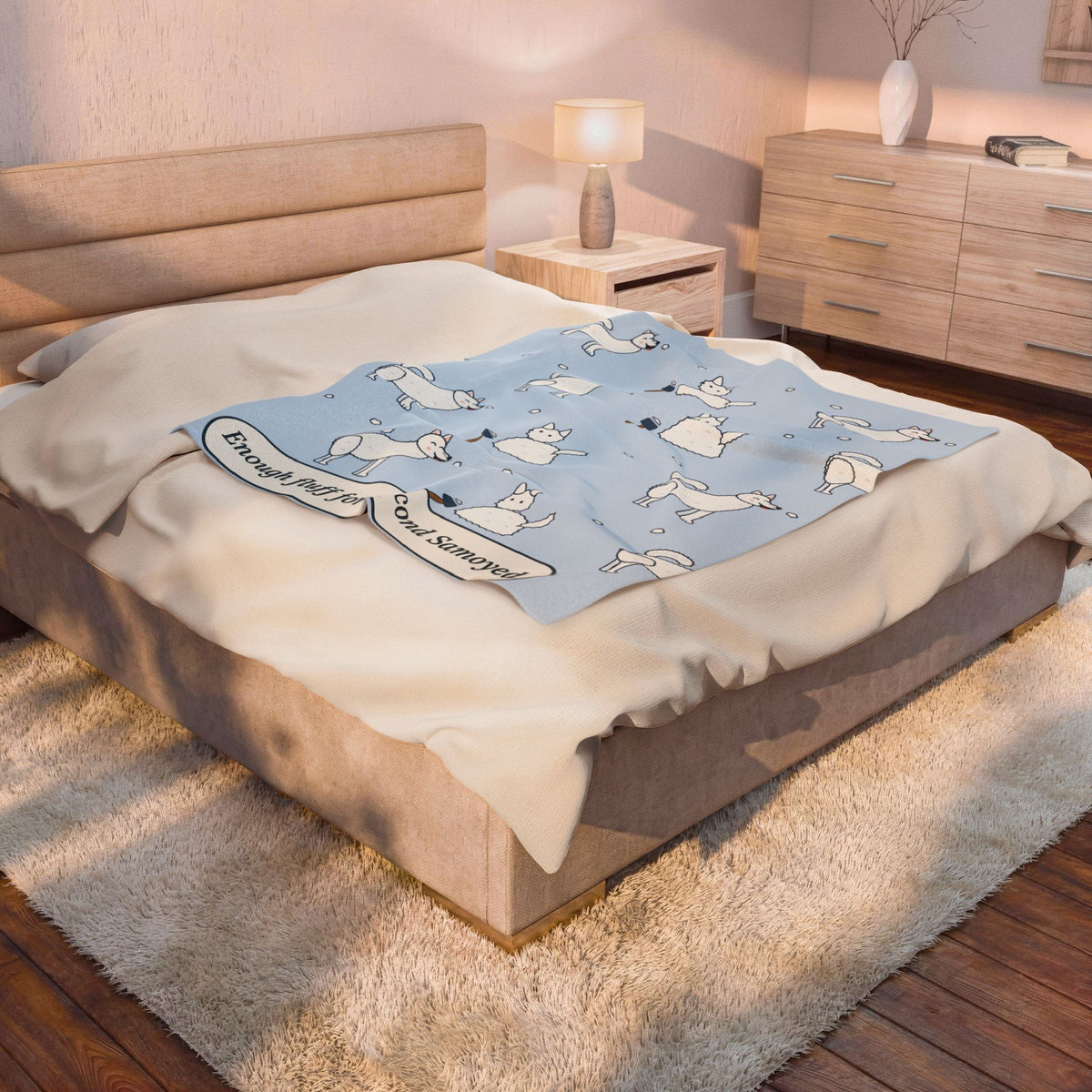 Samoyed Throw Blanket - Enough Fluff for a Second Samoyed. Velveteen Plush Throw