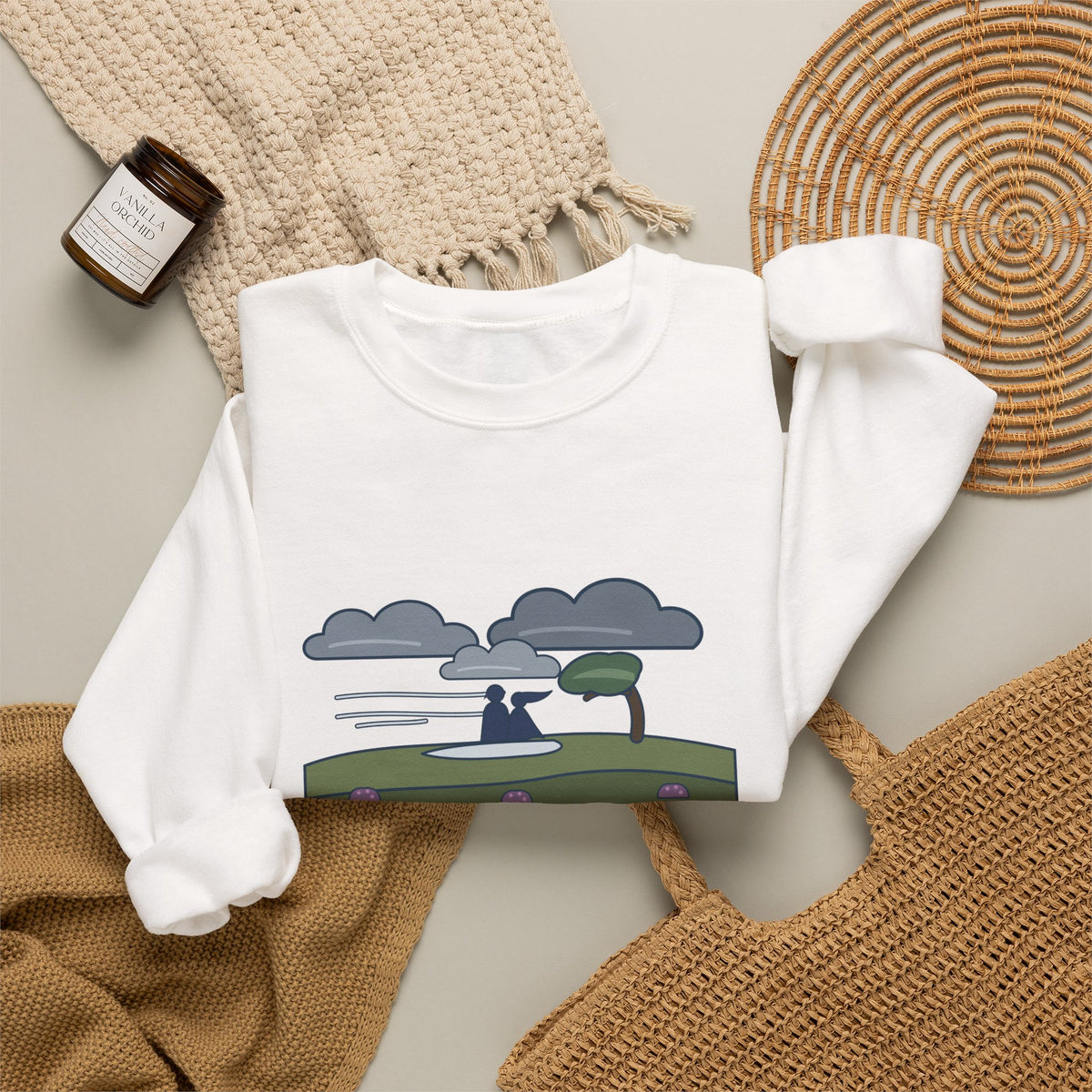 He's More Myself Than I Am Sweatshirt, Love Emily Brontë Quote Crewneck with Stormy Moor