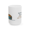 Large 15oz Tiger-Striped Cat Mug - Tiger on a Sun Rock Ottoman Striped Cat Gift