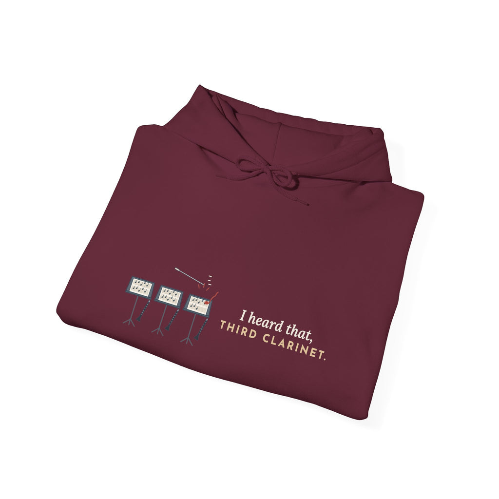 Band Director Hoodie - I Heard That, Third Clarinet. Music Teacher Hooded Sweatshirt