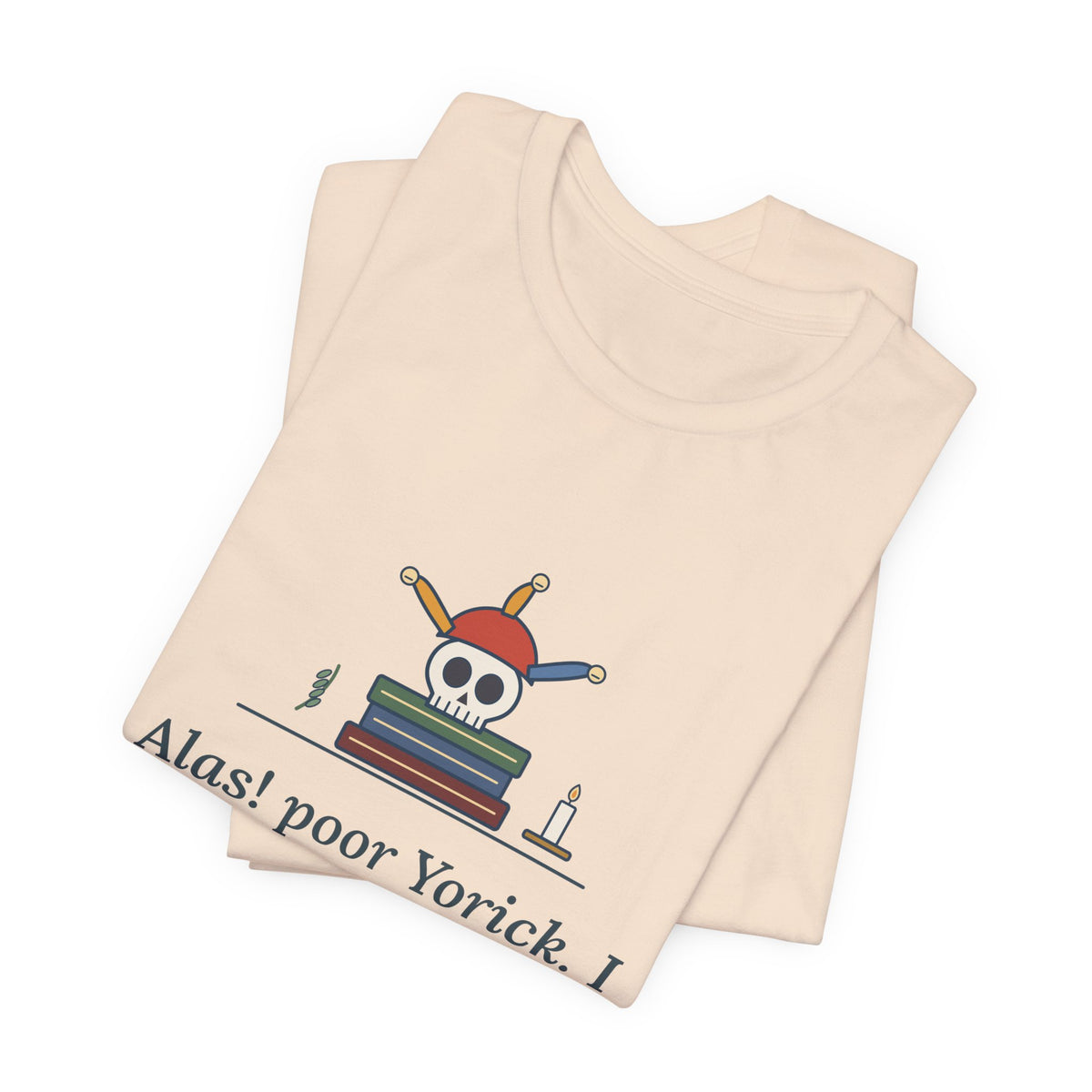 Shakespeare Quote T-Shirt, Alas, Poor Yorick, Gothic Jester Skull Tee