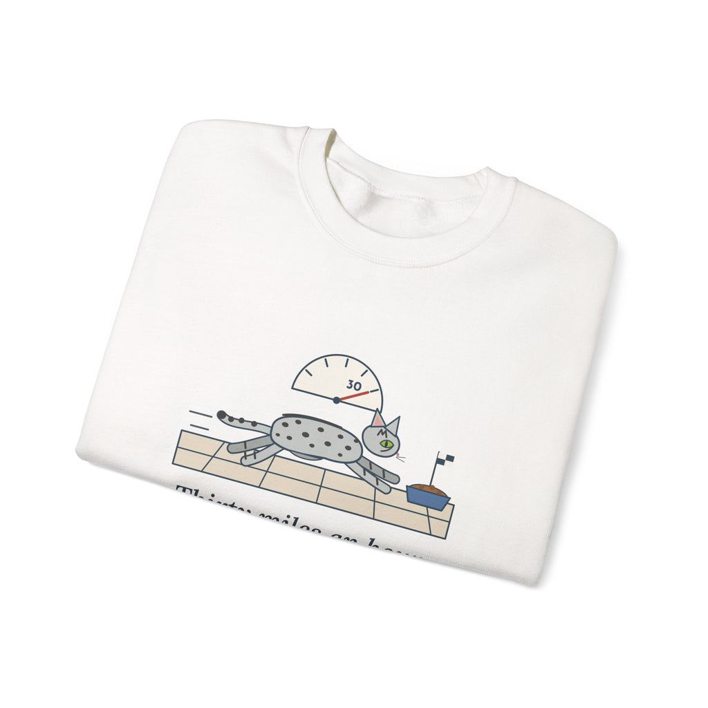 Egyptian Mau Crewneck Sweatshirt - Thirty Miles an Hour to the Food Bowl