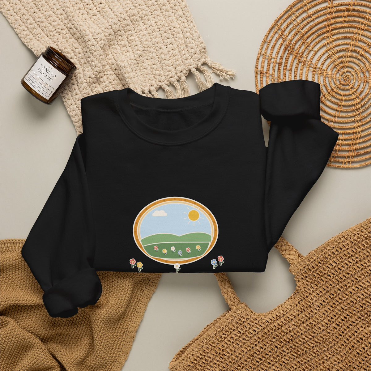 Shall I Compare Thee to a Summer's Day Sweatshirt, Love Shakespeare Quote Crewneck with Framed Meadow