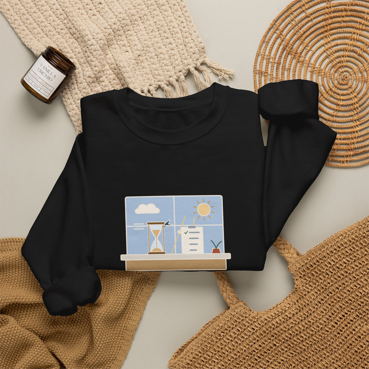 While We Are Postponing, Life Speeds By Sweatshirt, Stoic Seneca Quote Crewneck with Swift Past the Window