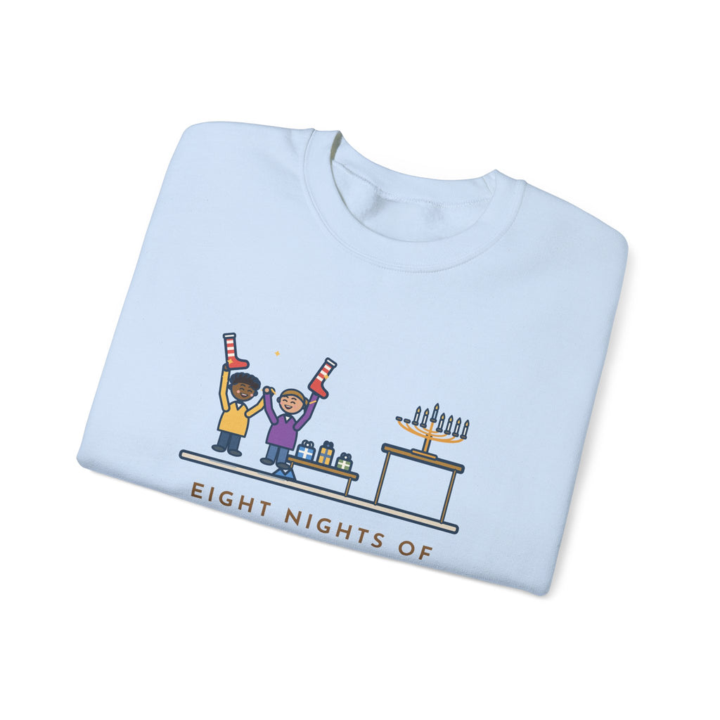 Hanukkah Sweatshirt, Eight Nights of Gifts, Night Six Was Socks, the Kids Cheered Anyway, Funny Night Six Crewneck