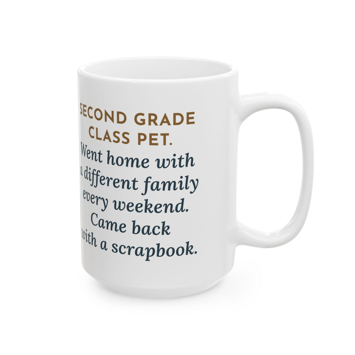 Went Home with a Different Family Every Weekend, Came Back with a Scrapbook 15oz Mug, Large Funny Class Pet Coffee Mug
