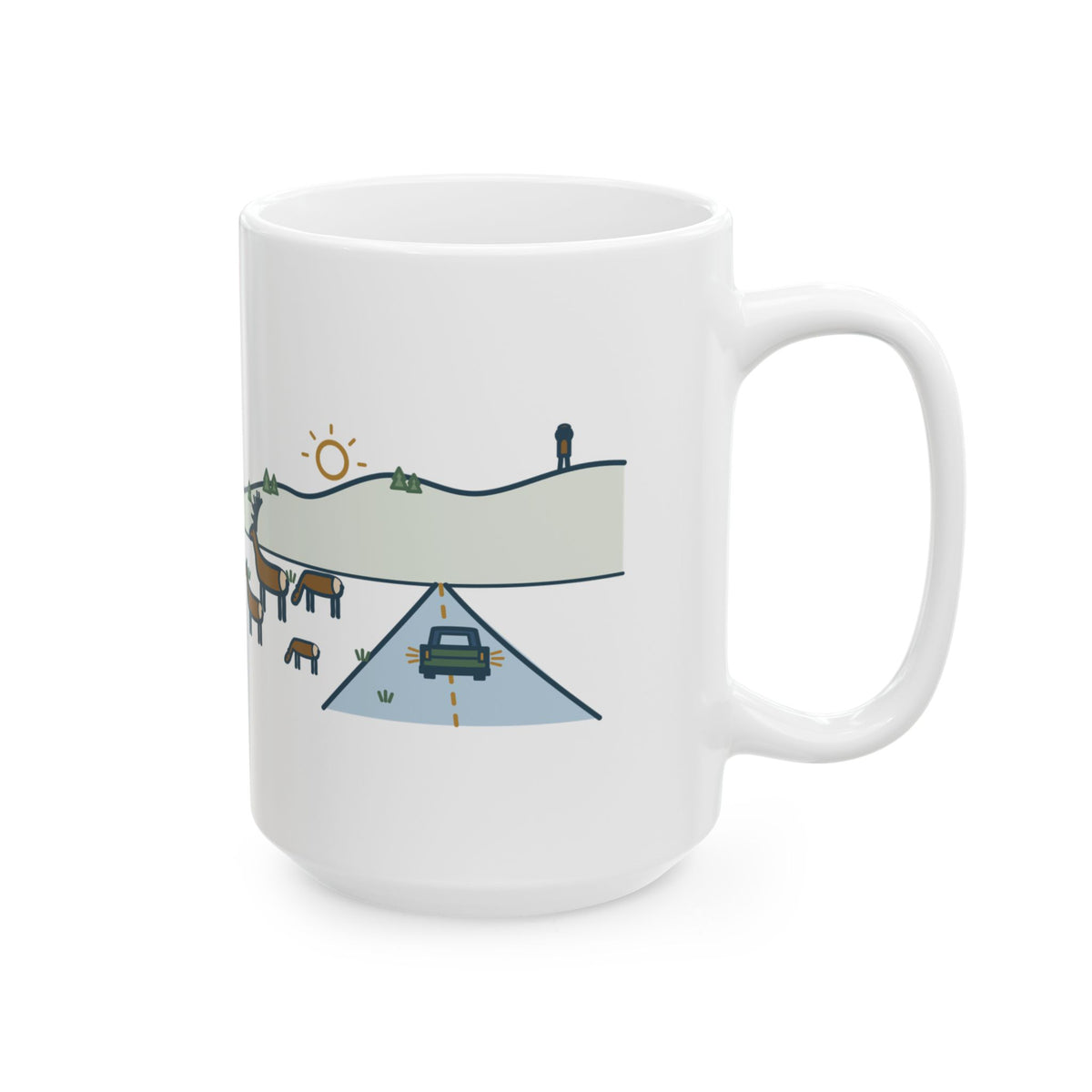 Large 15oz Elk Hunting Mug - Saw the Herd on the Drive Home Hunter Gift