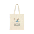 I Would Always Rather Be Happy Than Dignified Tote Bag, Joyful Brontë Literary Quote Tote with Meadow Bonnet