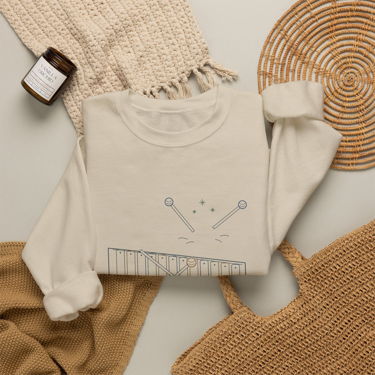 Elementary Music Teacher Crewneck Sweatshirt - Mallets Down, Eyes Up. Music Class Gift